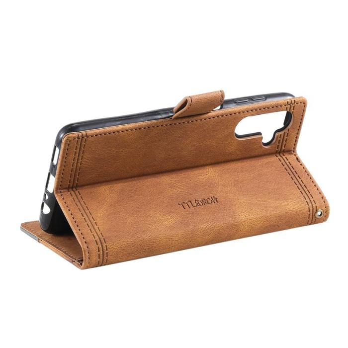 TTUDRCH - TTUDRCH Samsung Galaxy A37 Plånboksfodral Konstläder RFID Skydd - Brun