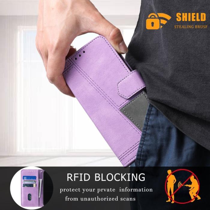 TTUDRCH - TTUDRCH Samsung Galaxy A57 Plånboksfodral Konstläder RFID Skydd - Lila