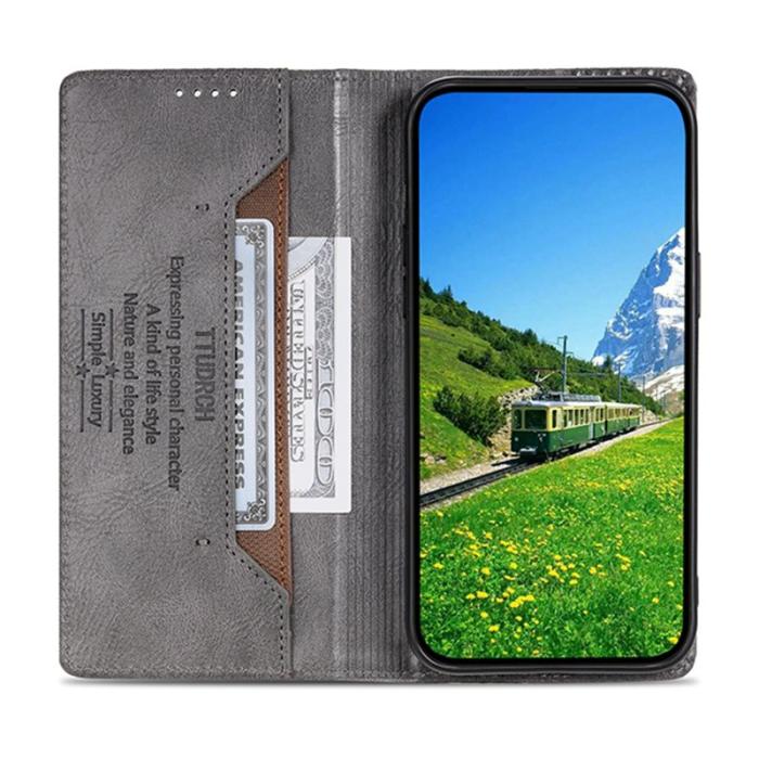 TTUDRCH - TTUDRCH Samsung Galaxy S26+ Plånboksfodral Konstläder RFID Skydd - Grå