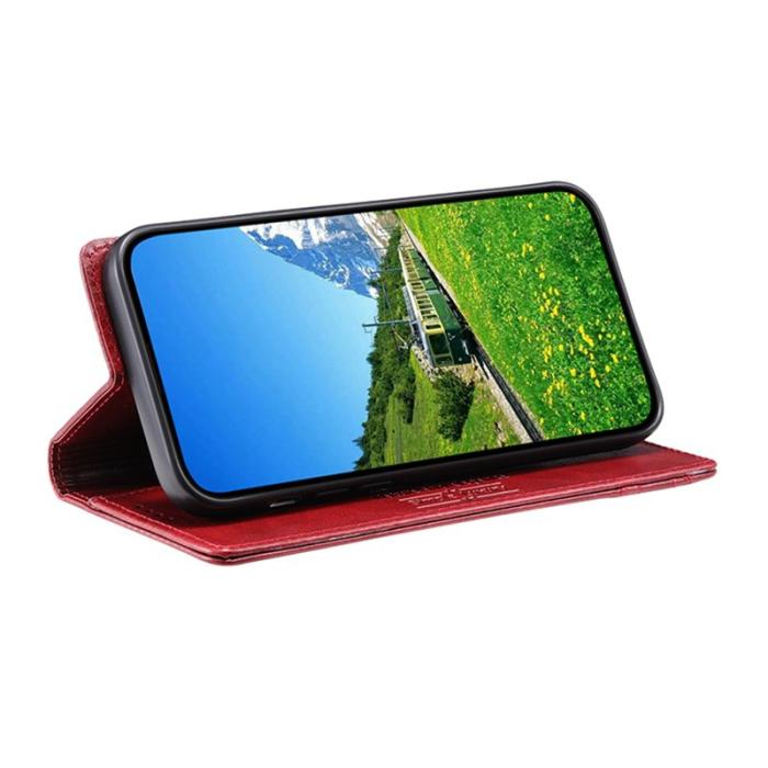 TTUDRCH - TTUDRCH Samsung Galaxy S26+ Plånboksfodral Konstläder RFID Skydd - Vinröd