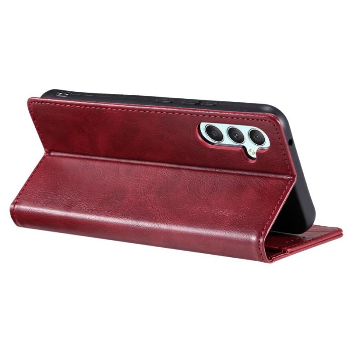TTUDRCH - TTUDRCH Samsung Galaxy S26+ Plånboksfodral Konstläder RFID Skydd - Vinröd