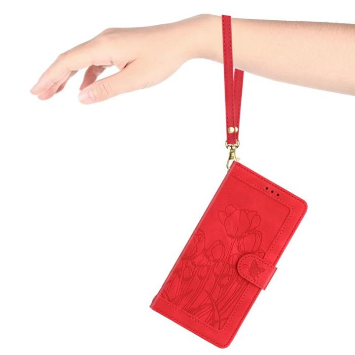 OEM - Tulip Samsung Galaxy A37 Fodral Konstläder - Röd