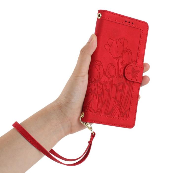 OEM - Tulip Samsung Galaxy S26 / S26 Pro Fodral Äkta Läder - Röd