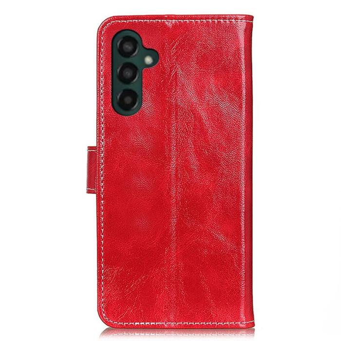 OEM - Vintage Crazy Horse Samsung Galaxy A55 5G Skal Konstläder - Röd