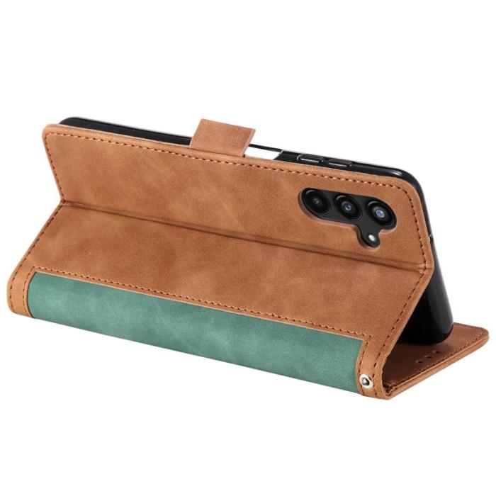 OEM - Vintage Splicing Samsung Galaxy A35 5G Fodral Äkta Läder - Grön