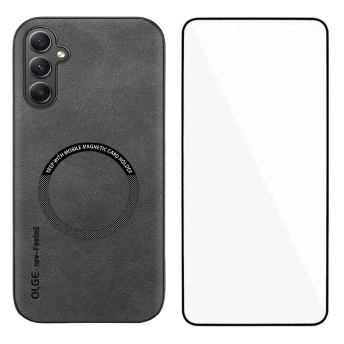 WANLONFENG - WANLONFENG Samsung Galaxy A35 5G Skal PU + TPU YBP Serie - Grå