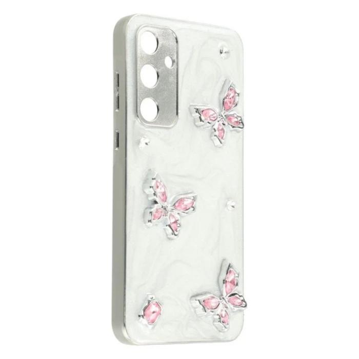 WANLONFENG - WANLONFENG Samsung Galaxy A35 5G Skal TPU + Akryl - Rosa Fjäril