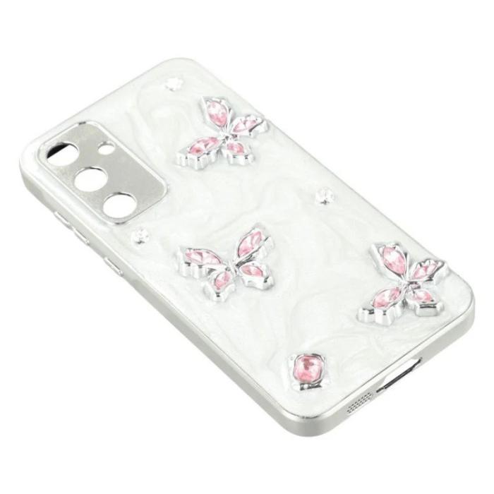 WANLONFENG - WANLONFENG Samsung Galaxy A35 5G Skal TPU + Akryl - Rosa Fjäril