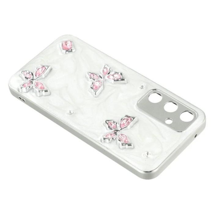 WANLONFENG - WANLONFENG Samsung Galaxy A35 5G Skal TPU + Akryl - Rosa Fjäril