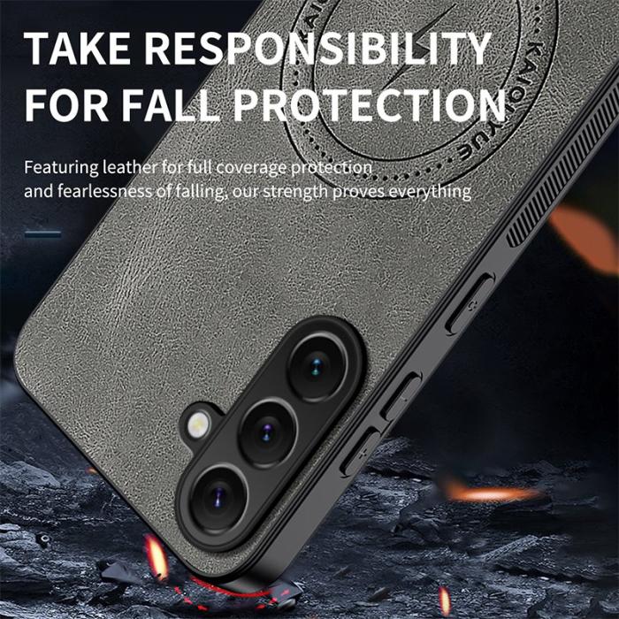 WANLONFENG - WANLONFENG Samsung Galaxy A55 5G Skal Nappa Textur Plast - Brun