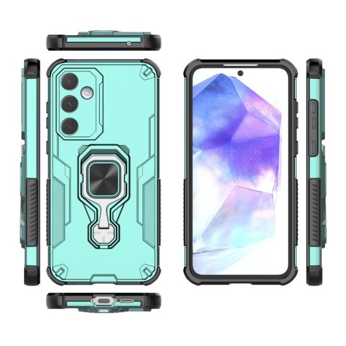 WANLONFENG - WANLONFENG Samsung Galaxy A55 5G Skal Plast Kickstand - Grön