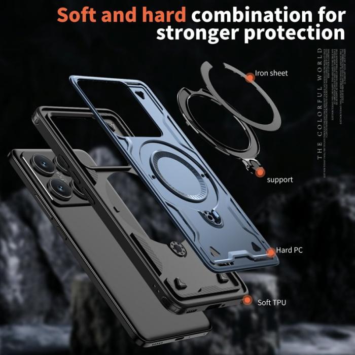 N/A - Xiaomi 14T Pro Skal Militärskydd Plast Kickstand - Blå