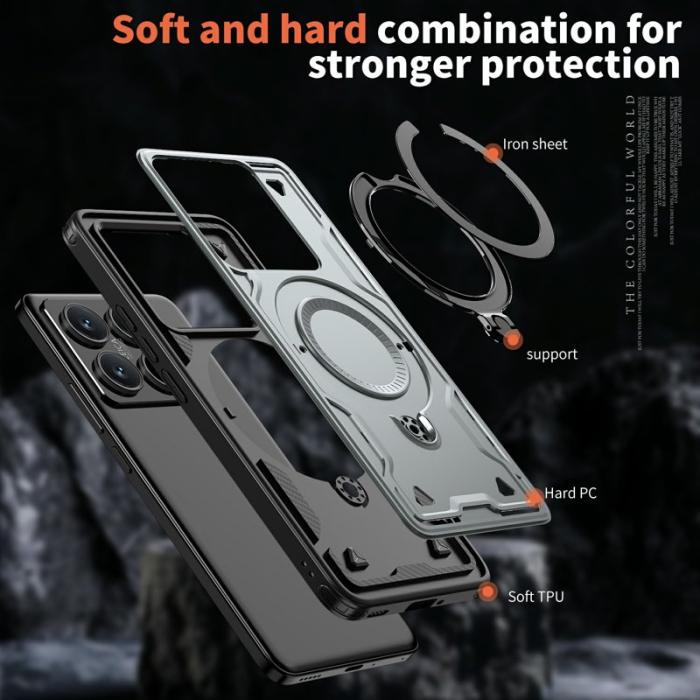 N/A - Xiaomi 14T Pro Skal Militärskydd Plast Kickstand - Grå