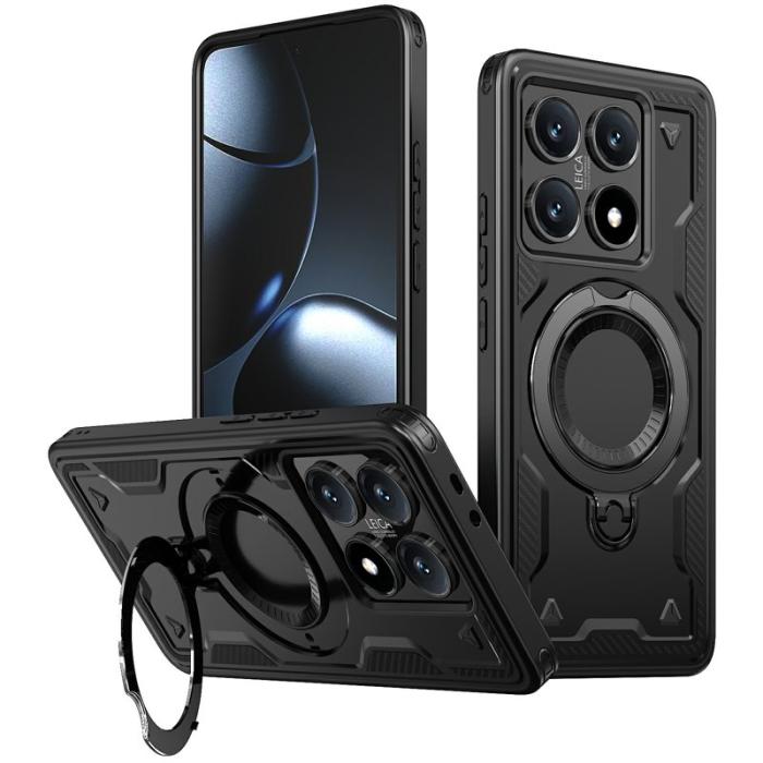 N/A - Xiaomi 14T Pro Skal Plast Militärskydd Kickstand - Svart