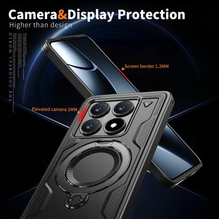 N/A - Xiaomi 14T Pro Skal Plast Militärskydd Kickstand - Svart