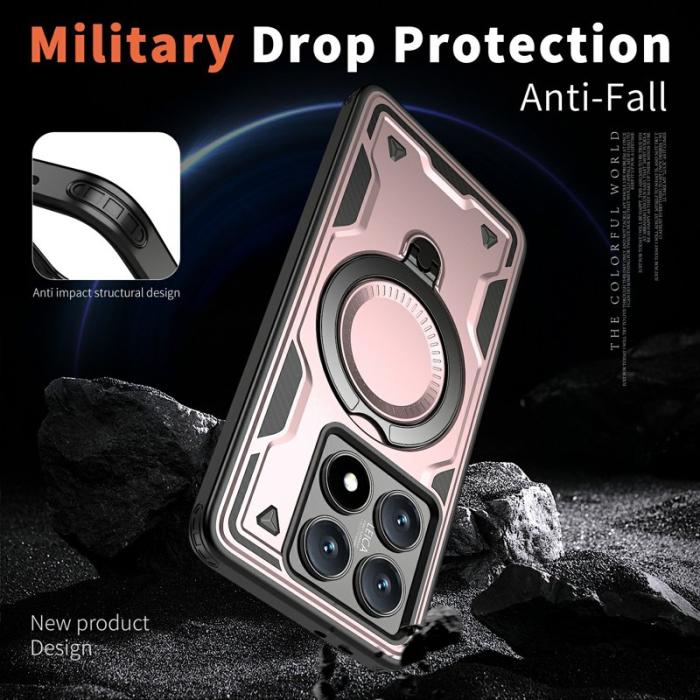 N/A - Xiaomi 14T Skal Militärskydd Plast Kickstand - Roséguld