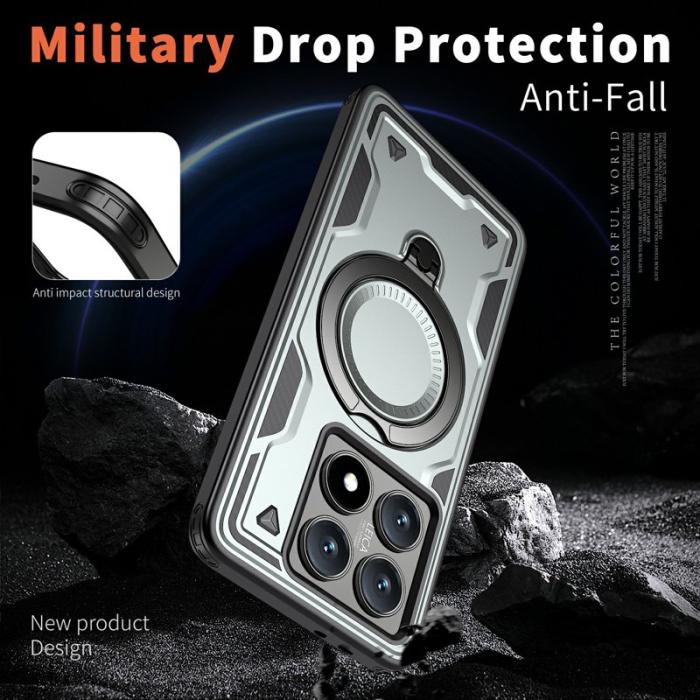 N/A - Xiaomi 14T Skal Militärt Skydd PC+TPU Med Ställ - Grå