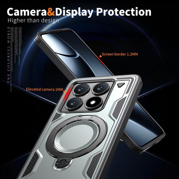 N/A - Xiaomi 14T Skal Militärt Skydd PC+TPU Med Ställ - Grå