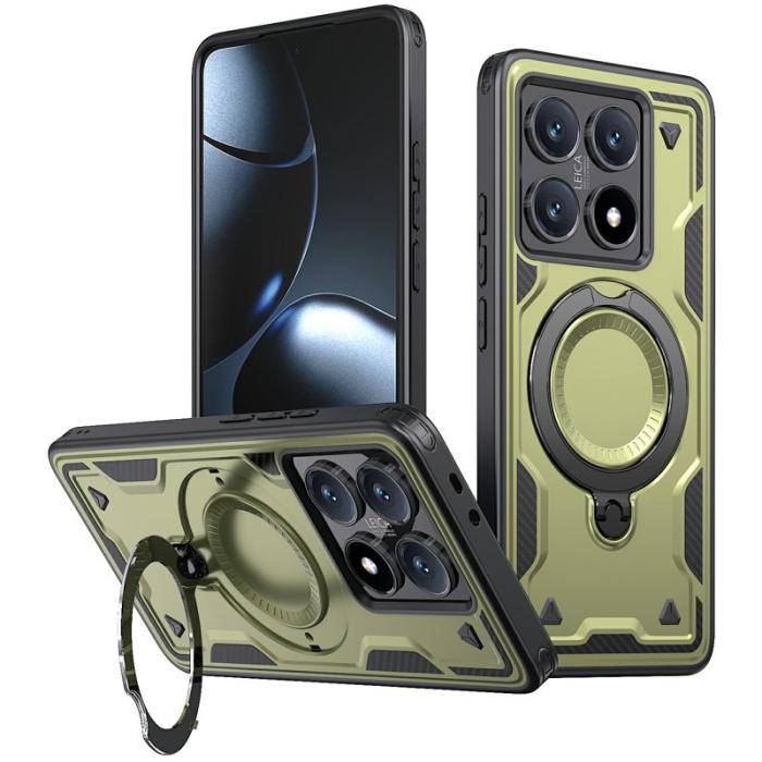 N/A - Xiaomi 14T Skal Militärt Skydd PC+TPU Ställ - Olivgrön