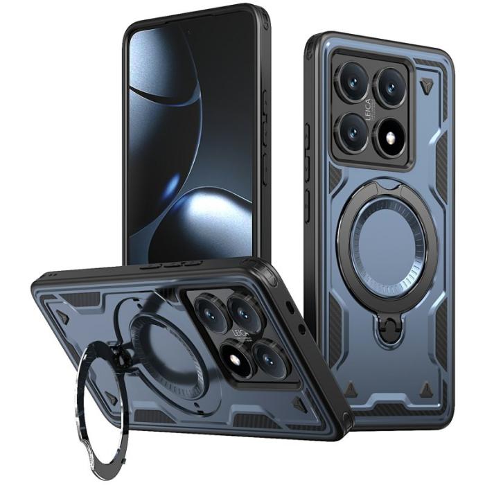 N/A - Xiaomi 14T Skal Militärt Skydd PC+TPU Ställfunktion - Blå