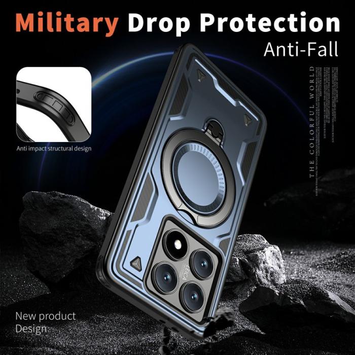 N/A - Xiaomi 14T Skal Militärt Skydd PC+TPU Ställfunktion - Blå