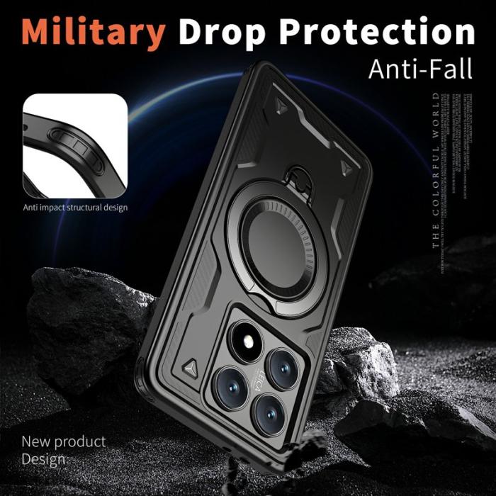 N/A - Xiaomi 14T Skal Militärt Skydd Plast Kickstand - Svart