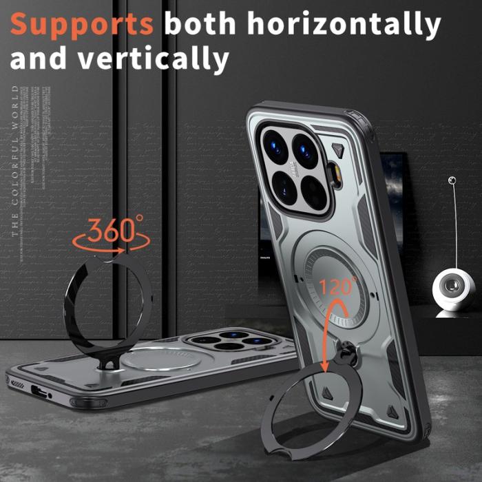 N/A - Xiaomi 15T Pro Skal Militärskydd Plast Kickstand - Grå