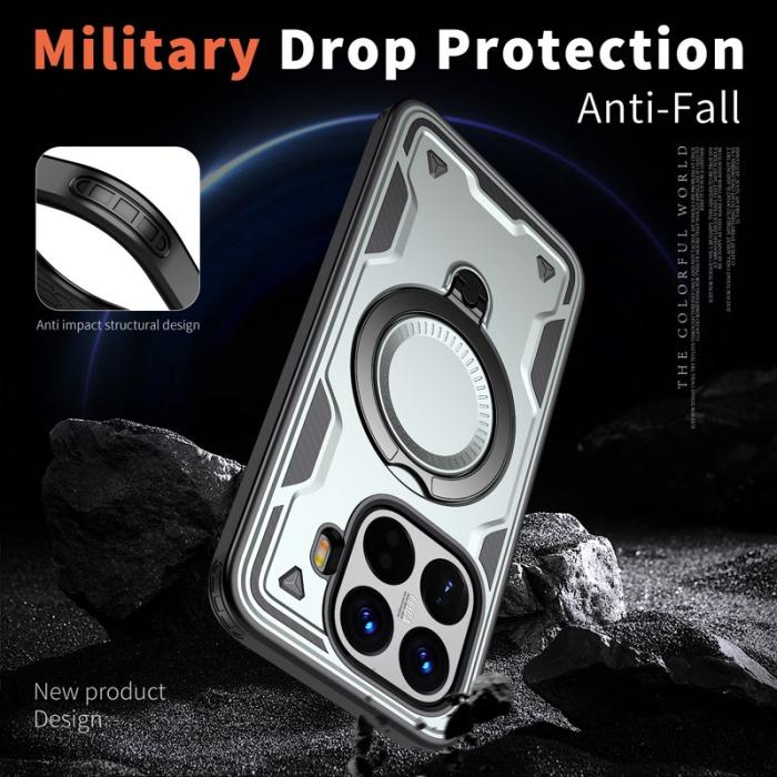 N/A - Xiaomi 15T Pro Skal Militärskydd Plast Kickstand - Grå