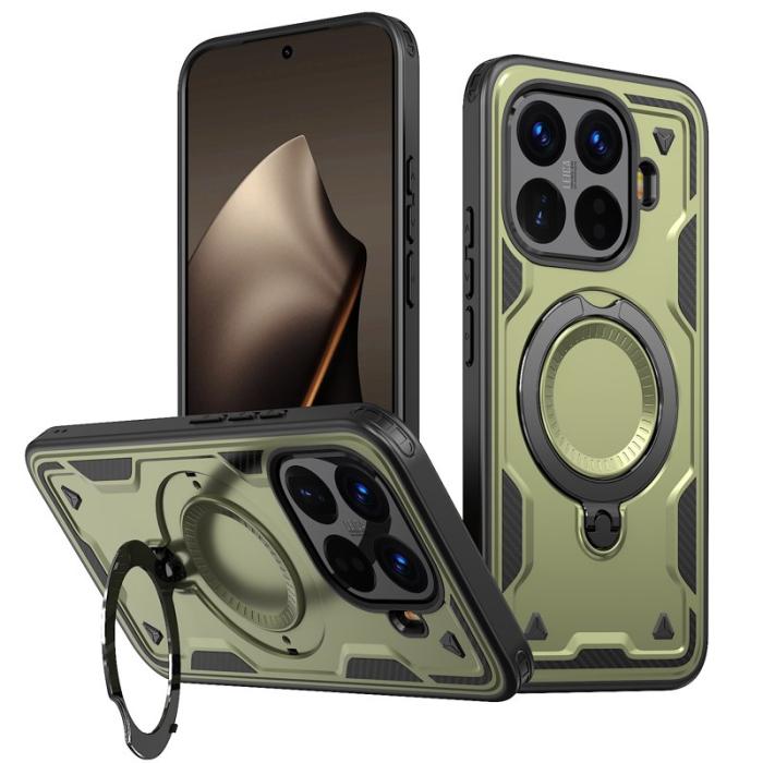 N/A - Xiaomi 15T Pro Skal Militärt Skydd Plast Kickstand - Olive Green