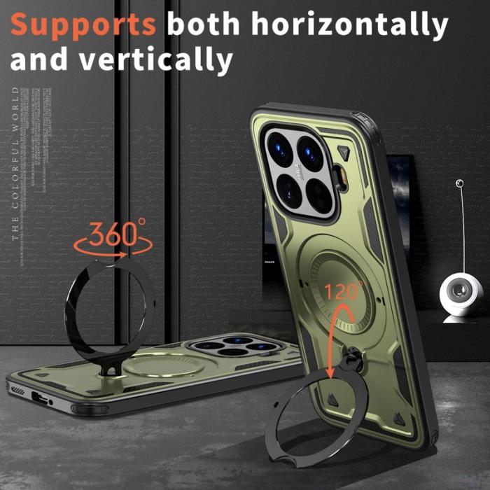 N/A - Xiaomi 15T Pro Skal Militärt Skydd Plast Kickstand - Olive Green