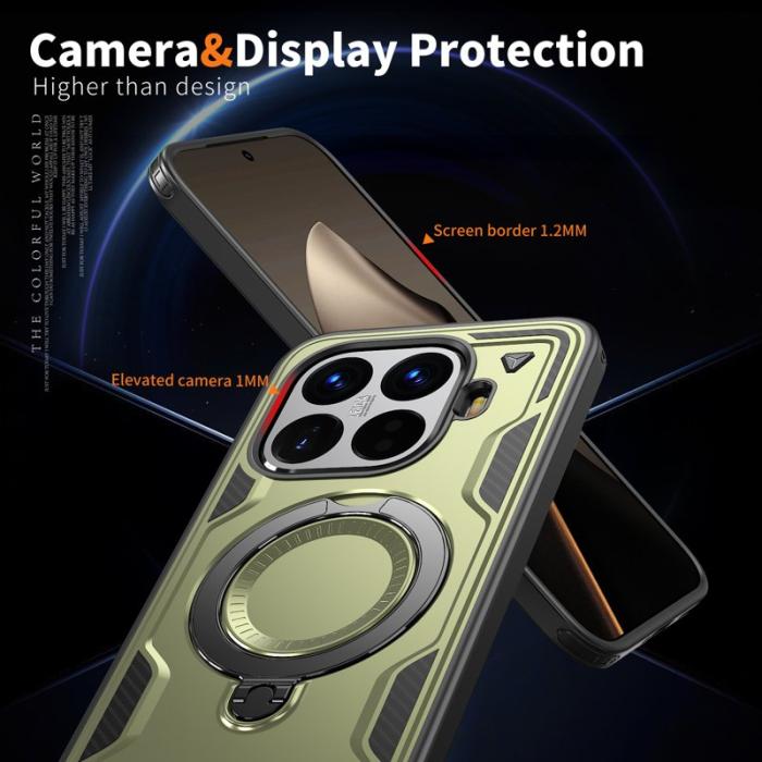 N/A - Xiaomi 15T Pro Skal Militärt Skydd Plast Kickstand - Olive Green