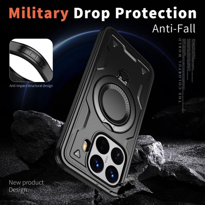 N/A - Xiaomi 15T Pro Skal Plast Militärt Skydd med Ställ - Svart