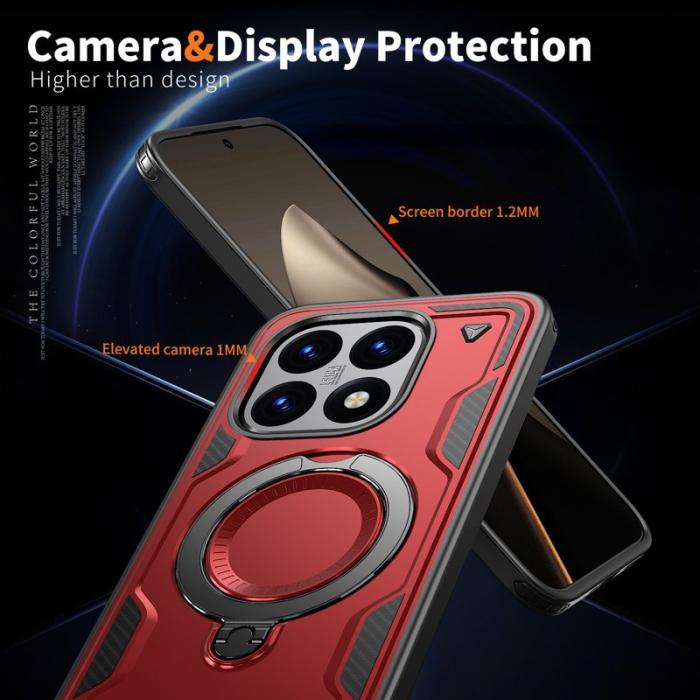 N/A - Xiaomi 15T Skal Militärt Skydd PC + TPU Ställ - Röd