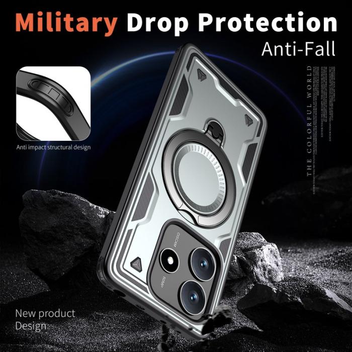 N/A - Xiaomi Redmi Note 14 5G Skal Plast Militärt Skydd - Grå