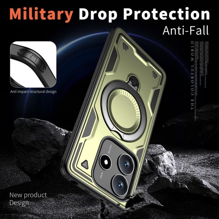 N/A - Xiaomi Redmi Note 14 5G Skal Plast Militärt Skydd - Olive Green