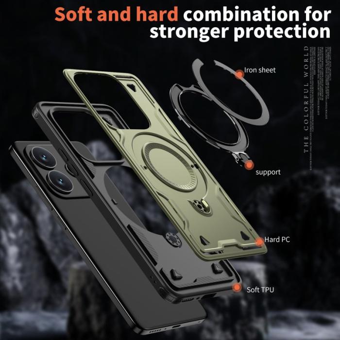 N/A - Xiaomi Redmi Note 14 5G Skal Plast Militärt Skydd - Olive Green