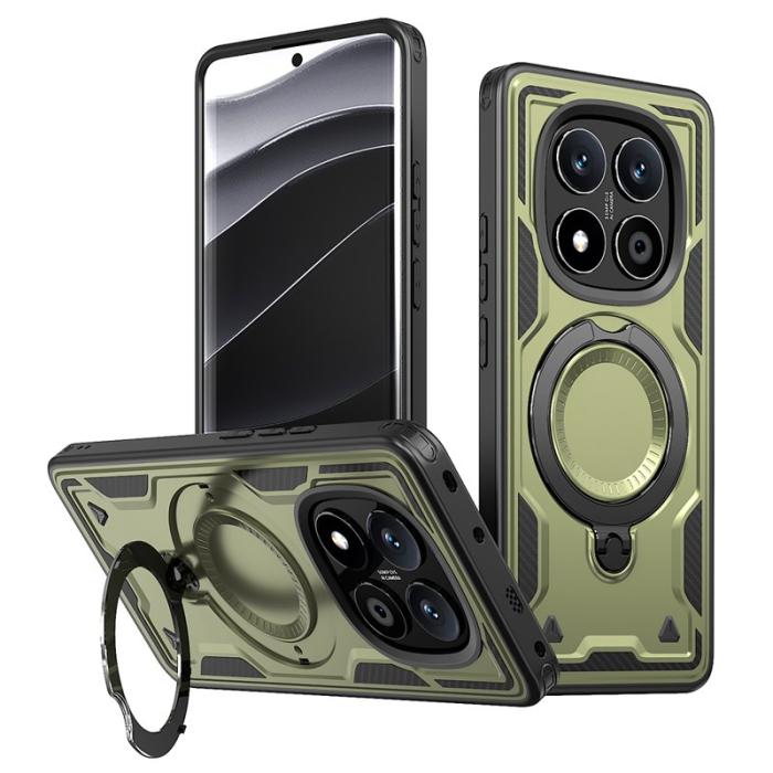 N/A - Xiaomi Redmi Note 14 Pro 5G Skal Plast Militärt Skydd - Olivgrön