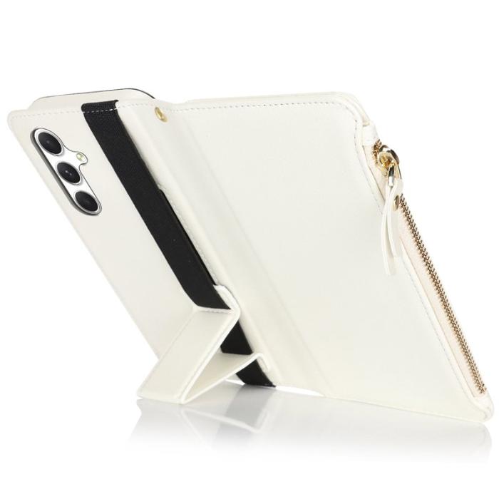 OEM - XL-001 Samsung Galaxy A55 5G Skal Med Dragkedja PU Läder - Vit
