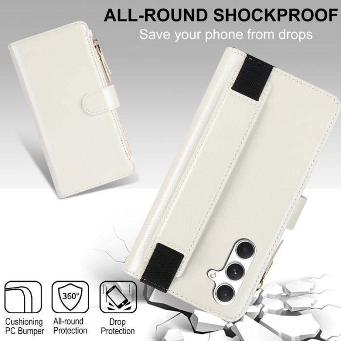 OEM - XL-001 Samsung Galaxy A55 5G Skal Med Dragkedja PU Läder - Vit