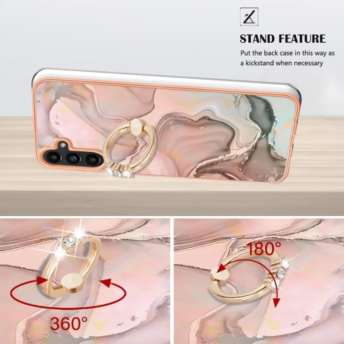 OEM - YB IMD Series-17 Style-E Samsung Galaxy A55 5G Skal 2.0mm TPU Marmor - Rosa