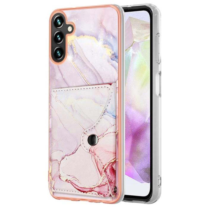 OEM - YB Leather Samsung Galaxy A35 5G Skal IMD Mönster Konstläder - Roséguld