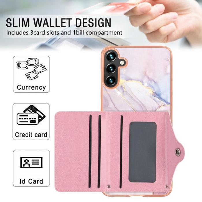 OEM - YB Leather Samsung Galaxy A35 5G Skal IMD Mönster Konstläder - Roséguld