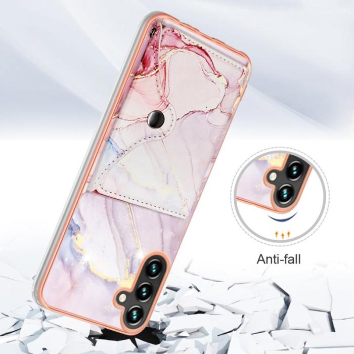 OEM - YB Leather Samsung Galaxy A35 5G Skal IMD Mönster Konstläder - Roséguld