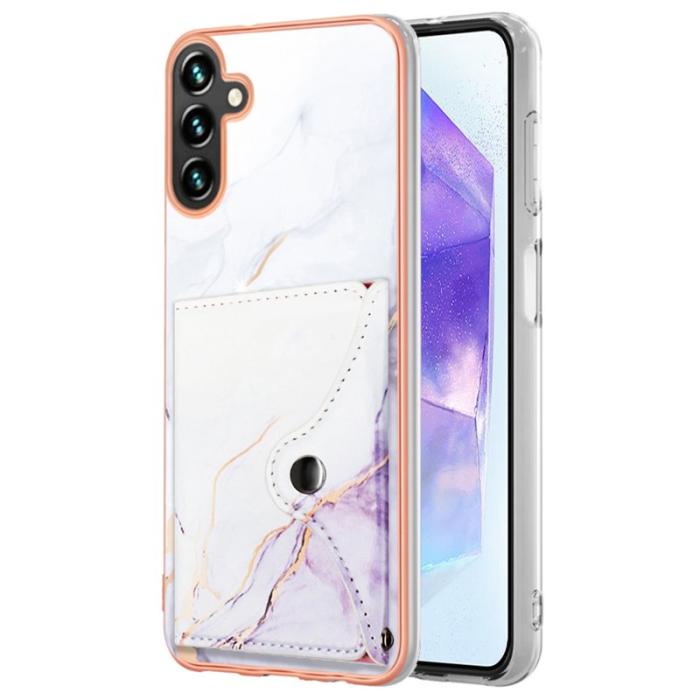 OEM - YB Leather Samsung Galaxy A55 5G Skal Äkta Läder + Plast - Vit Lila