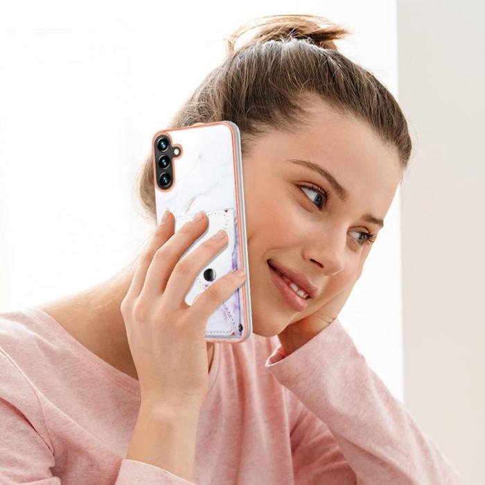 OEM - YB Leather Samsung Galaxy A55 5G Skal Äkta Läder + Plast - Vit Lila