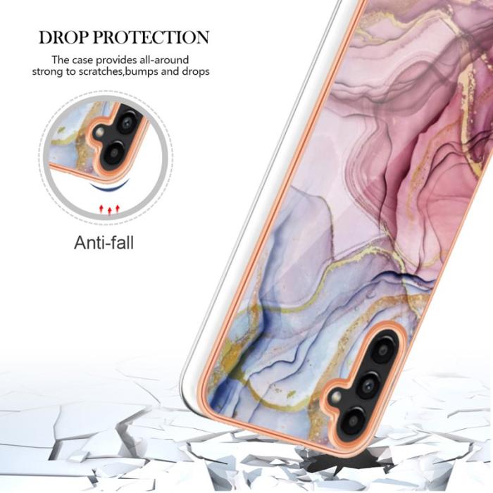 OEM - YB Samsung Galaxy A35 5G Skal TPU IMD Marmor - Roséguld