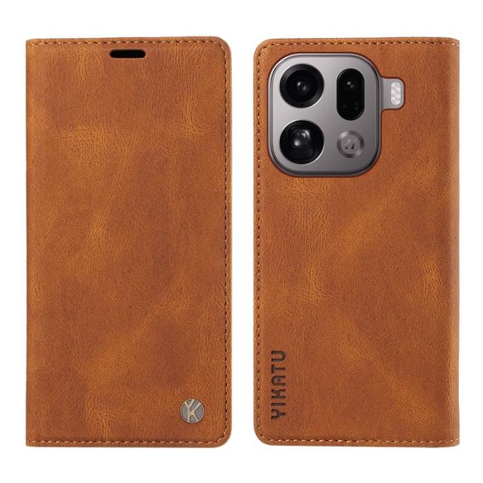 YIKATU - YIKATU Oppo Find X9 Pro 5G Plånboksfodral Konstläder - Brun