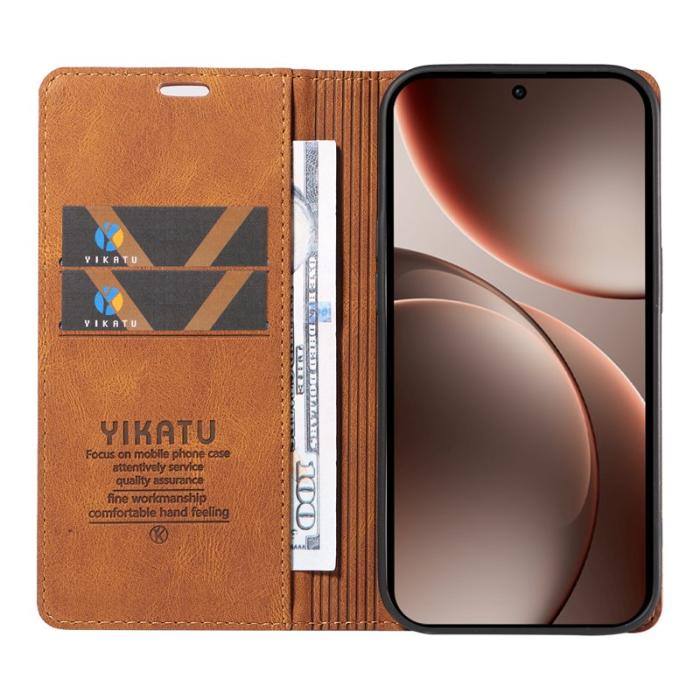 YIKATU - YIKATU Oppo Find X9 Pro 5G Plånboksfodral Konstläder - Brun