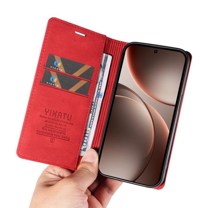 YIKATU - YIKATU Oppo Find X9 Pro 5G Plånboksfodral Konstläder - Röd