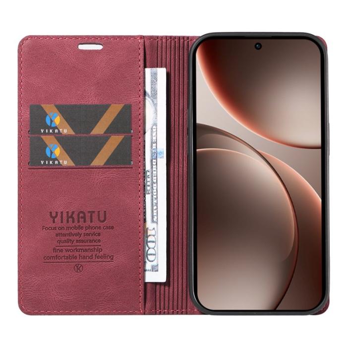 YIKATU - YIKATU Oppo Find X9 Pro 5G Plånboksfodral Konstläder - Vinröd